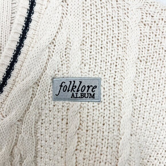 Taylor Swift Folklore Album Chest Patch Varsity Cardigan Sweater - Size XL/2XL - Picture 3 of 8
